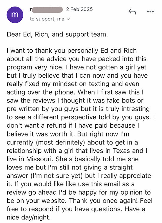 Winning customer review