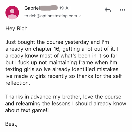 Winning customer review