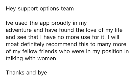 Winning customer review