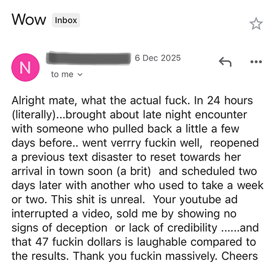 Winning customer review
